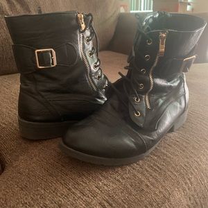 Black Buckle Combat Boots